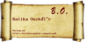 Balika Oszkár névjegykártya